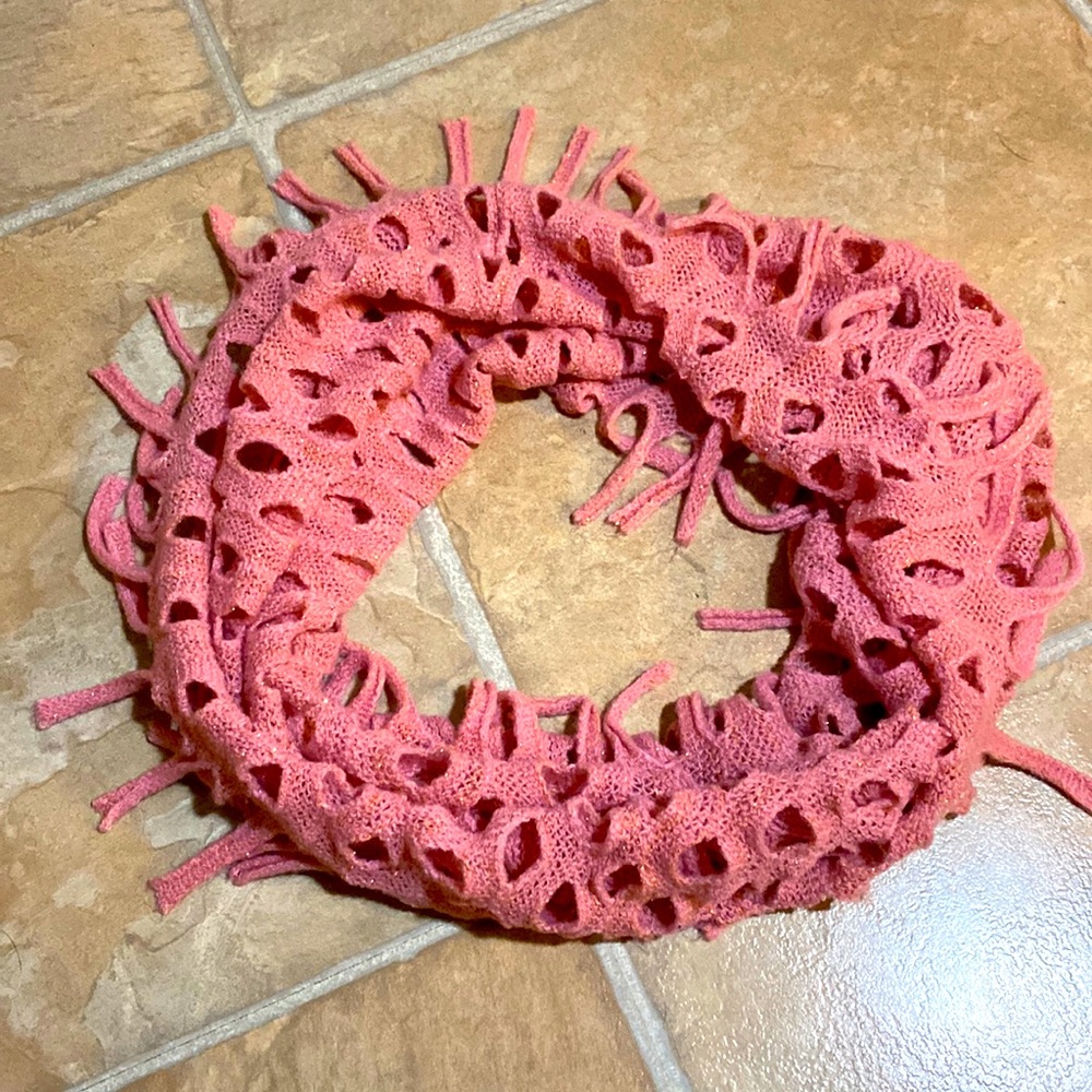 Knit Pink w/Gold sparkle Infinity Scarf